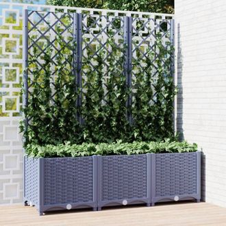 Berkfield Home Garden Planter with Trellis Dark Grey 120x40x136 cm PP | Size: 120 x 40 x 136 cm