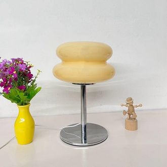 OEM L&aacute;mpara De Mesa De Noche De Cristal Con Luz C&aacute;lida, L&aacute;mpara De Mesa Tipo Hamburguesa, L&aacute;mpara Led Peque&ntilde;a, L&aacute;mpara De Escritorio, Para Dormitorio, Sal