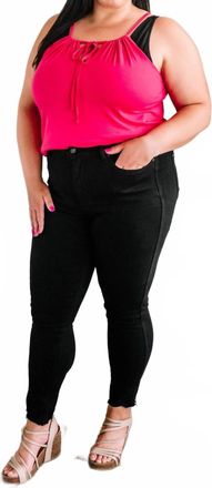 Judy Blue Distressed Hem Tummy Control Skinny Jeans In Black