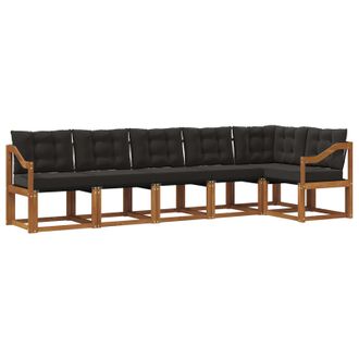 vidaXL Vidaxl Set Di Divani Da Esterno 6 Pz Naturale E Nero