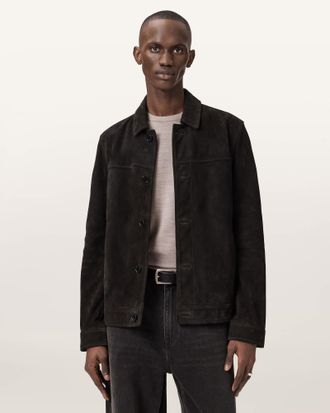 AllSaints Suede Nates Suede Slim Fit Jacket, Size: XXL