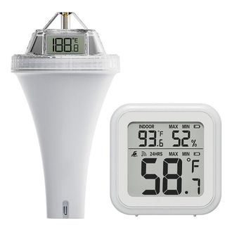 OEM Term&oacute;metro Flotante Inal&aacute;mbrico Crezuo Para Piscinas Con Tres Pantallas Lcd: Monitor De Temperatura Del Agua Para Exteriores, Ideal Para Piscinas, Acu