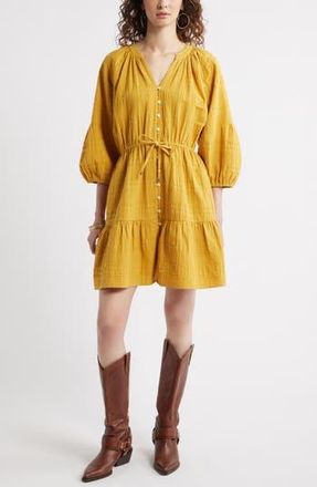 Treasure & Bond Button Front Cotton Seersucker Dress in Yellow Myth at Nordstrom Rack, Size Xx-Large