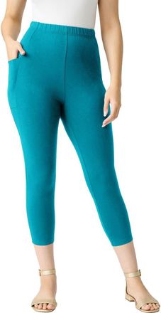 Roaman's Side-Pocket Essential Capri Legging in Deep Turquoise at Nordstrom, Size 44