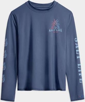 Salt Life Pineapple Paradise Performance Long Sleeve Tee in Indigo Heather at Nordstrom, Size X-Large