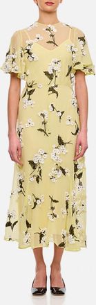 Erdem Yellow Midi Cocktail Dress