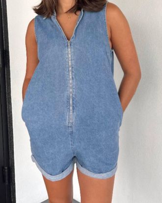 Show me your Mumu Jett Denim Romper In Blue