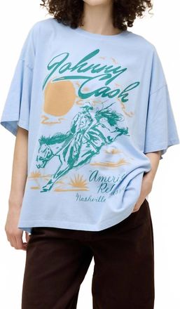 Daydreamer Womens Johnny Cash American Rebel Oversized Shirt In Airey Blue