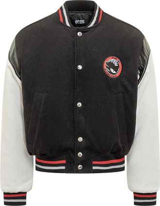 GCDS Black Color Block Band Collar Jacket