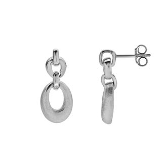 LuvMyJewelry Orvella Sterling Silver 0.01 Ct Diamond Oval Drop Earrings