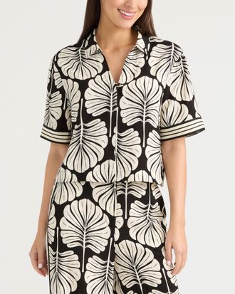 Ellen Tracy Womens Boxy Top with Stripe Cuff