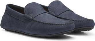 BOSS Nubuck-leather loafers with driver sole