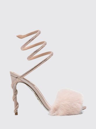 Rene Caovilla Sandali Margot in pelle con tacco a stiletto e cinturino snake con cristalli