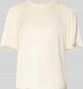 Comma T-Shirt aus Viskose-Mix mit Rundhalsausschnitt in Offwhite, Gr&ouml;&szlig;e 34