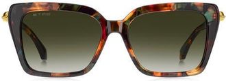 Etro 0151/S 56mm Gradient Rectangular Sunglasses in Brown Havana Green at Nordstrom