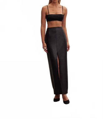 Le Cle Leather Maxi Skirt In Black