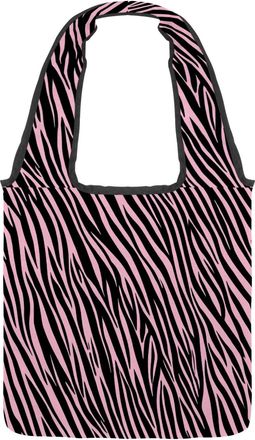 Generic Pink Zebra Stripes Reversible Canvas Shoulder Tote - Double-Sided Print, 12oz Cotton, 27cm Drop, Fold-Flat Bag for Travel, Shopping, Street Outings