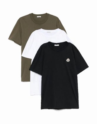 Moncler Mens 3 Pack Archive Logo T-Shirt Multicolour - Black - Size: 38