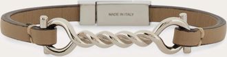 Ferragamo Men Gancini leather bracelet (20cm) Beige