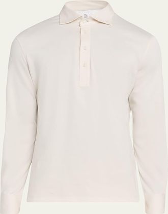 Brunello Cucinelli Mens Cotton Jersey Long-Sleeve Polo Shirt