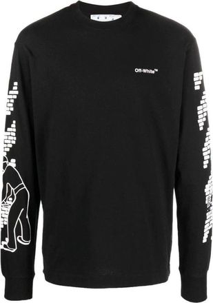 Off-white Bricks Logo Long Sleeve Skate Fit Black T-Shirt
