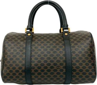 Celine Pre-owned Handbags, female, Black, Size: ONE SIZE Pre-owned Macadam Brason Leather Boston Bag