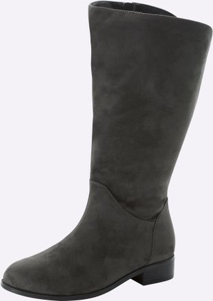 Sheego Weitschaftstiefel SHEEGO, Damen, Gr. 40, XXL-Schaft, beige (grau), Lederimitat, Schuhe Weitschaftstiefel