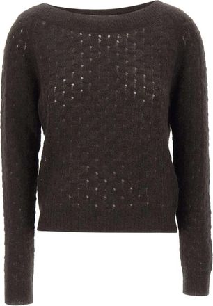 Gran Sasso Openwork Sweater - Dames - Ronde hals truien - Bruin - M - Wol - Truien & Vesten
