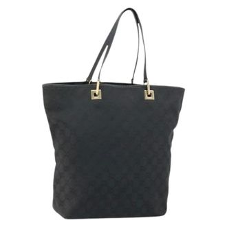 Gucci Pre-owned Tote Bags, female, Black, Size: ONE SIZE Pre-owned Canvas Tote Bag