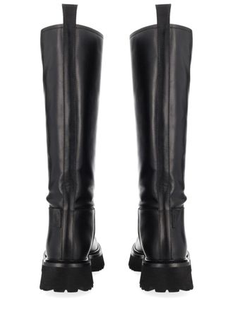 Moschino Leather Zipper Boots - Black