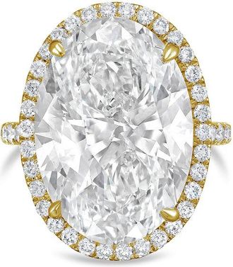 Diana M. Jewels 14kt yellow gold 3ct lab grown Oval Diamond Halo Pav&eacute; Ring