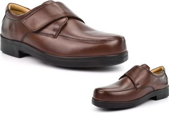 Generic Mens Extra Wide Shoes Mens Touch Fastening Shoes Size 13 Leather Shoe Size 15 Extra Wide Fit Shoe Real Leather Upper EEE Fitting Touch Fastening Light