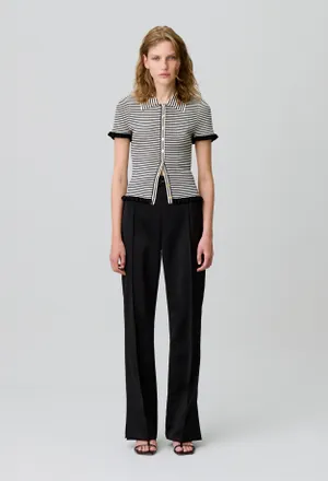 Claudie Pierlot Top polo rayures boutonn&eacute;