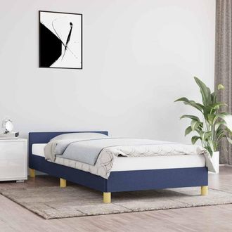 vidaXL Vidaxl - Estructura De Cama Con Cabecero Sin Colch&oacute;n Tela Azul 90x190 Cm