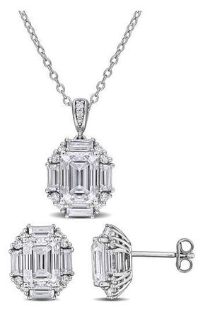 Delmar Dew Sterling Silver Lab Grown White Moissanite Stud Earrings & Necklace Set at Nordstrom Rack