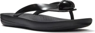 FitFlop Iqushion Glossy Flip-Flops in Black at Nordstrom, Size 10