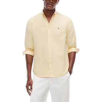 Tommy Hilfiger Mens Shirts Regular Fit Oxford Long Sleeve Casual Cotton Formal - Yellow - Size X-Large