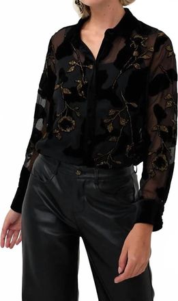 Esqualo Burnout Flower Blouse In Black