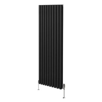 MonsterShop Oval Column Radiator & Valves - 1800mm x 600mm - Black