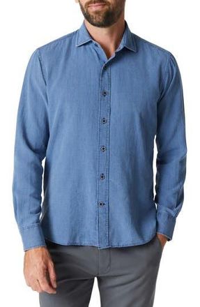 34 Heritage Microchecks Linen & Cotton Button-Up Shirt in Ndigo at Nordstrom Rack, Size X-Large