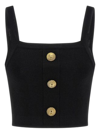 Balmain button-detail top - Black