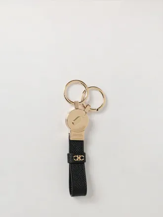 Ferragamo Portachiavi Gancini in pelle a grana ed ottone