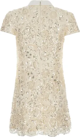 Self Portrait Sequin-Embellished Mini Dress - Beige