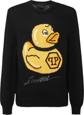 Philipp Plein Wool Blend Pullover Hand Made Embroidery PP Duck