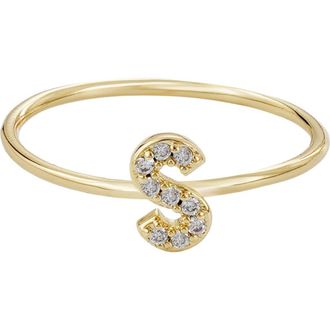 Adornia Pav&eacute; CZ Initial Charm Ring in Gold -S at Nordstrom Rack, Size 7