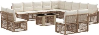 vidaXL Conjunto De Sof&aacute;s De Jard&iacute;n 14 Uds. Beige Y Blanco Crema Vidaxl