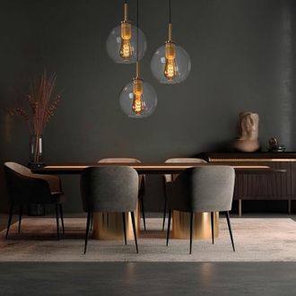 Globo Lighting Lampada a sospensione a sfera di vetro lampada a sospensione tavolo da pranzo sfera di vetro a sospensione, sfere luminose, 3 lampadine, metallo