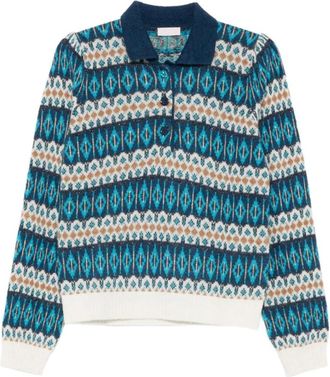 Liu Jo Sweater - Dames - Ronde hals truien - Blauw - M - Wol - Truien & Vesten