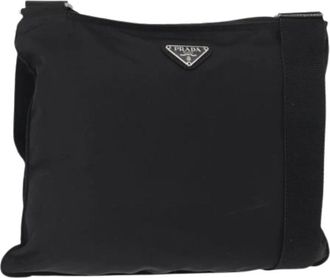 Prada Pre-owned Cross Body Bags, female, Black, Size: ONE SIZE Pre-owned Nylon Cross Body Bag