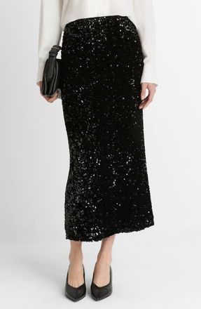 Vince Sequin Velvet Skirt in Black at Nordstrom, Size 00